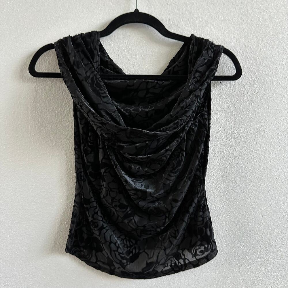 Reformation Cello Knit Top in a black rose velvet finish Size Small